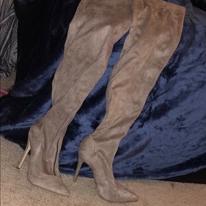 Tan knee high boots